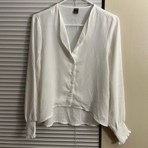 long sleeve white button up blouse